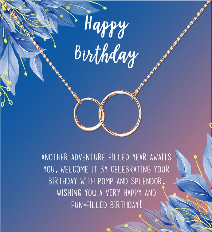 Infinity Ring Necklace With Happy Birthday Card And Gift Box